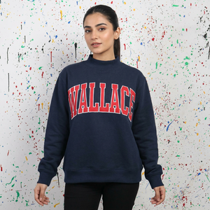 Sudadera con Capucha para Hombre WALLACE BLUE, 100% Algodón, Apliques Rojos Bordados, Cierre de Cremallera, Estilo Vintage Urbano - Product Image 1