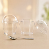Vaso Desechable Transparente de Plástico PS para Postres, 5oz, Grado Alimenticio, para Mousse, Pudín, Parfait, Tiramisú, Yogur, Helado, Fiestas y Catering
