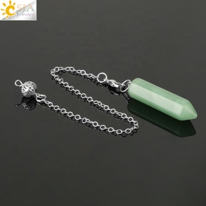 Péndulo de columna Hexagonal de piedra natural CSJA para radiestesia Wicca, péndulos de pilar de cristal puntiagudo, <span class=keywords><strong>amuleto</strong></span> de péndulo de Reiki G622 - Product Image 5