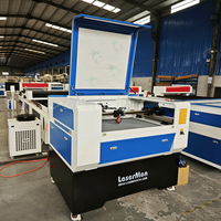 Équipement de gravure laser CO2 premium à rail intégré LM-9060-XH pour décoration non métallique et fabrication de signalétique, avec table motorisée à levage et abaissement