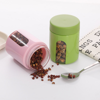 Récipient étanche à l'humidité de couleur de pot de stockage en verre Matcha de qualité alimentaire de 120ml 4oz avec capuchon résistant aux enfants et fenêtre transparente visible