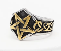 Herren Retro Einfache Mode Edelstahlringe Nordische Runen Lebensbaum Keltischer Knoten Pentagramm-Muster Metall-Fingerringe