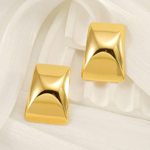 ZOGXIN Gold Geometric Stud Earrings 18K Stainless Steel Square Shape Fashion Jewelry - Product Image 3