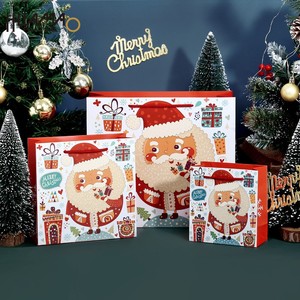 Custom Logo Merry Christmas Paper Gift Bags Santa Print Red Recyclable Paper Tote Bag With Handles Holiday Present Packaging - Product Image 6