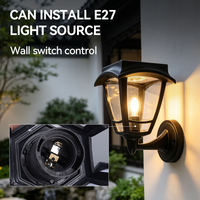 Lámpara Solar de Pared para Exteriores IP65 con Sensor de Movimiento, Control Remoto, Encendido/Apagado Automático, Compatible con E27, Temperatura de Color Ajustable, para Jardín/Patio