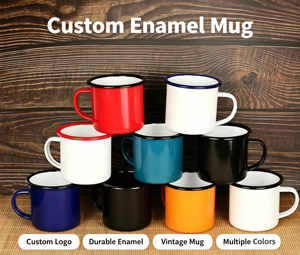 Taza de Café Esmaltada de Acero al Carbono al por Mayor, Taza de Esmalte con Logotipo Personalizado, Regalo Promocional, Elegante Taza de Esmalte con Asa - Product Image 1