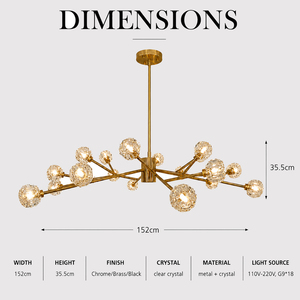 Simple Modern Sputnik Pendant Lamp Multiple Finish Metal Frame <b>Chandelier</b> For Home Ambient <b>Lighting</b> - Product Image 3