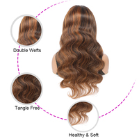 Meilleures ventes 2025 # Perruque Lace Front HD 4x4 13x4 en Cheveux Humains Indiens Bruts, Ondulée, Pré-épilée, Couleurs Mixtes, 4/27