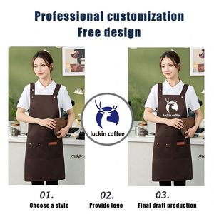 Tablier Unisexe Ajustable en Gros avec Broderie de Logo Personnalisé, Imperméable, pour Travail, Chef, Cuisine, Serveuse, Restaurant - Product Image 2