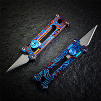 Couteau utilitaire miniature en titane Damas MecArmy EK12, outil multifonction tactique, lame en acier inoxydable, léger