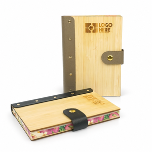 OEM ODM Manufacturer Custom Logo Bamboo Genuine <b>Leather</b> Bound Notebook Natural Wood Journal Corporate Gift - Product Image 5