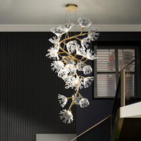 Lustre artistique en cuivre massif, éclairage créatif de luxe léger pour escalier de villa, duplex et salon
