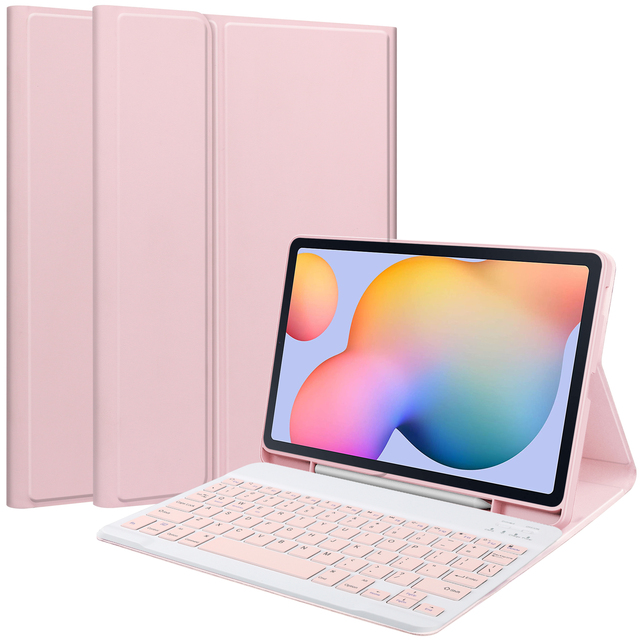 Simple Keyboard Leather Case for for Tab S6 Lite 10.4" Folio Stand & Pencil Holder High Quality Protection