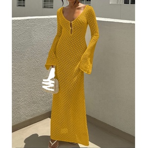 Nuovo <span class=keywords><strong>Abito</strong></span> da Donna 2026 in Maglia a Coda di Pesce con Maniche Svasate, Vestito a Maglia a Trapezio, <span class=keywords><strong>Abito</strong></span> Casual a Tinta Unita - Product Image 3