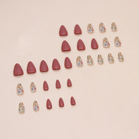 Capsules d'ongles style Ins, courtes, en forme d'amande, à porter, détachables, motifs floraux frais, 30 pièces