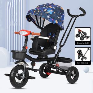 Haute qualité enfants poussette 3 roues enfants vélo bébé Tricycle assis tour 1-3-6 ans roue équilibre bébé garçon fille poussette voyage - Product Image 6