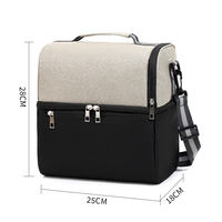 Sacs à bento color-block en stock, sacs à déjeuner double couche, avec blocs réfrigérants, pour hommes et femmes, boîte isotherme