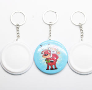 DIY düğme anahtarlık yapma bileşen 2- 1/4 inç 58mm boyutu yuvarlak şekil düğme rozet anahtarlık takımları malzeme - Product Image 5