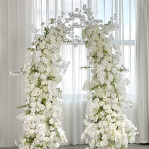 ซุ้มดอกไม้ประดิษฐ์สำหรับงานแต่งงาน สีแชมเปญขาว ซุ้มดอกไม้รูปแตร ซุ้มดอกไม้ทางเข้างานแต่งงาน ตกแต่งซุ้มดอกไม้ - Product Image 1