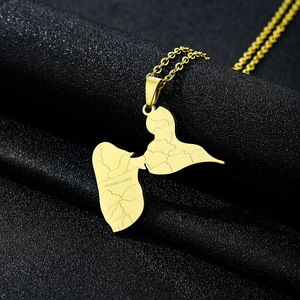 Collier chaîne HY en émail avec carte de la <span class=keywords><strong>Guadeloupe</strong></span>, en acier inoxydable argenté et plaqué or 18 carats - Product Image 4