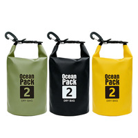 Sac seau pliable en résine imperméable 2L pour sports de plein air, pochette légère unisexe à fermeture à pression, sac de randonnée en PVC