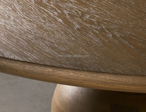 Minyu sang trọng phong cách Mỹ sồi đồ nội thất phòng ăn nhỏ vòng Russet bàn gỗ thiết lập với ghế gỗ rắn - Product Image 3