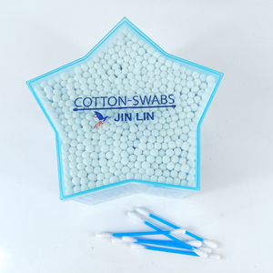 <span class=keywords><strong>Coton</strong></span>-tiges en plastique bleu de qualité supérieure, 500 pièces, double tête ronde, étoile à cinq branches, emballage en boîte de rangement - Product Image 5