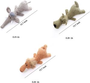 Jouets à mâcher pour chiens, mignons, durables et indestructibles, en peluche interactive de luxe, avec couineur, 39x15cm, modèles Loups, Lions, Éléphants - Vente en gros usine - Product Image 2