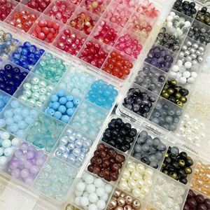Kit de 480 perles en verre de 24 couleurs mélangées, assortiment de perles rondes craquelées pour la fabrication de bijoux DIY (bracelets, colliers) - Product Image 1