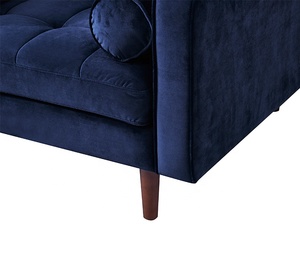 Lounge Navy Blue Fabric <span class=keywords><strong>Velvet</strong></span> Covers Single Couch Living Room Furniture One Seater Sofa Modern - Product Image 3