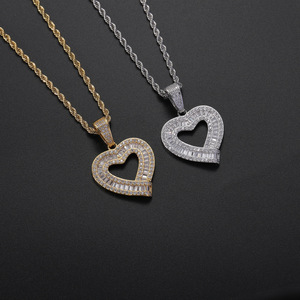 Pendentif d'amour irrégulier, bijoux hip-hop, accessoires <span class=keywords><strong>rap</strong></span>, cuivre incrusté de zircon, pendentif en forme de cœur pour couple. - Product Image 1