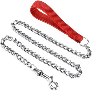 Laisse pour chien en acier inoxydable robuste avec détail en ruban, motif uni, pour la promenade en extérieur des petites races - Product Image 3