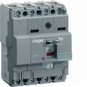 HNA064H ปรับแต่งได้ด้วยเซอร์กิตเบรกเกอร์แบบหล่อขึ้นรูปของ Hagers รุ่น h3 x160 TM 4P 40kA 63A - Product Image 1