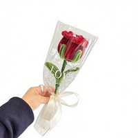 Bouquet de roses torsadées artificielles faites à la main pour la Saint-Valentin, mariage, cadeau pour petite amie, sac en plastique