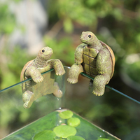 ROOGO Figurine réaliste de tortue en résine, faite à la main, peinte à la main, résistante aux intempéries, ornement pour pot de plante suspendu