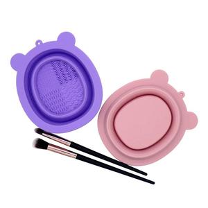 Heart Shape Foldable <b>Silicone</b> Makeup Brush Cleaner Bowl Washing Pad Cosmetic Cleaning Beauty <b>Tool</b> for Brushes Sponge Home Use - Product Image 5