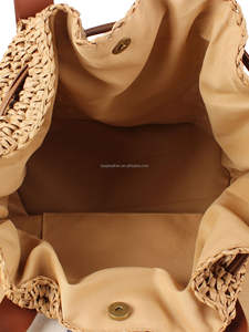 Sac de plage artisanal en paille avec deux anses, idéal pour les vacances et le quotidien, sac à main portable d'été avec cordon de serrage, sac de plage écologique - Product Image 2