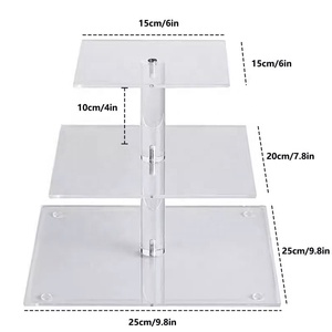 Cao Cấp Kim Loại Cupcake Món Tráng Miệng Buffets Hiển Thị Đứng Vuông Vòng Rõ Ràng Nhựa Hiển Thị Giá Kệ Kệ Cho Đám Cưới - Product Image 3