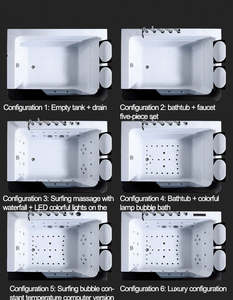 Baignoire à bulles SPA BONNY avec rideau d'eau en cascade, double massage, <span class=keywords><strong>surf</strong></span>, LED colorées - Product Image 5