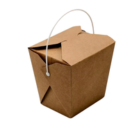 Caja de Fideos para Llevar, Fabricada con Papel Kraft Reciclado, Impermeable y Ecológico, de 24/32 oz con Asa, para Negocios de Comida Rápida