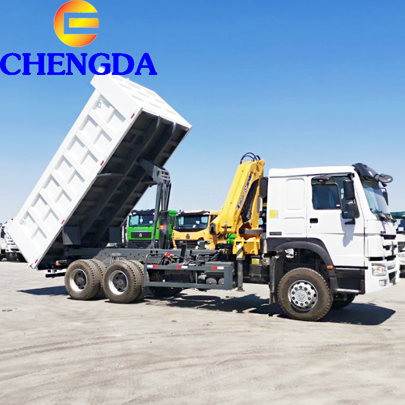 Новый грузовик Howo 10 тонн складной бум 6x4 самосвал с краном
