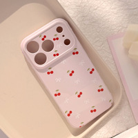 Coque de protection pour téléphone portable en TPU couleur unie, motif cerise mignon pour femmes, compatible iPhone 17 16 15 14 Pro Max