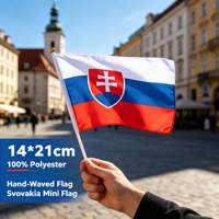 Drapeau de la Slovaquie personnalisé promotionnel, 14x21cm, 100% polyester, mini drapeau à agiter à la main