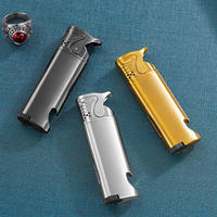 Briquet torche portable coupe-vent en métal à jet droit avec ouvre-bouteille, rechargeable au butane, briquet long, logo personnalisé