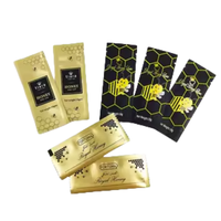 Sachets en aluminium imprimés sur mesure pour poudre de café instantané, miel et matcha, avec fermeture thermoscellable et ouverture supérieure, type stick, en Mylar