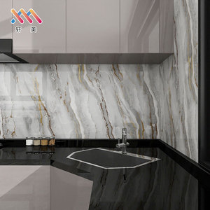 ไวนิลกันน้ำมีกาวในตัวเรขาคณิตลายหินอ่อนวอลล์เปเปอร์สติกเกอร์กันน้ำมันห้องน้ำตกแต่งห้องครัวที่ถอดออกได้ความกว้าง 60 ซม. - Product Image 5