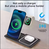 Dropshipping Products Chargeur Sans Fil 3 En 1 Pour iphone Chargeur rapide pliable 15W avec veilleuse logo personnalisé Desktop