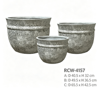Pot de fleurs vintage d'extérieur en ciment, aspect pierre, résistant aux intempéries, rond et robuste, pour aménagement paysager de patio - Vente en gros