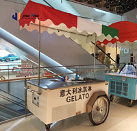 Chariot de présentation de gelato de style italien, chariot mobile de vente de crème glacée avec roues et auvent personnalisé, soudure électrique en métal