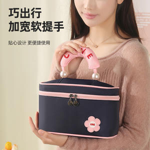 Love Brand – trousse de maquillage de grande capacité, trousse à cosmétiques portable pour voyage, pour femmes, marron avec orange clair - Product Image 5